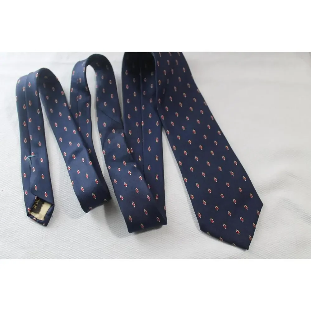 Vintage 80s GEOFFREY BEENE 3 X 58 Inch Silk Necktie, Navy Blue & Red